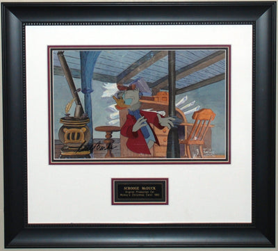 Original Walt Disney Production Cel from Mickey's Christmas Carol featuring Scrooge McDuck, Signed by Carl Barks
