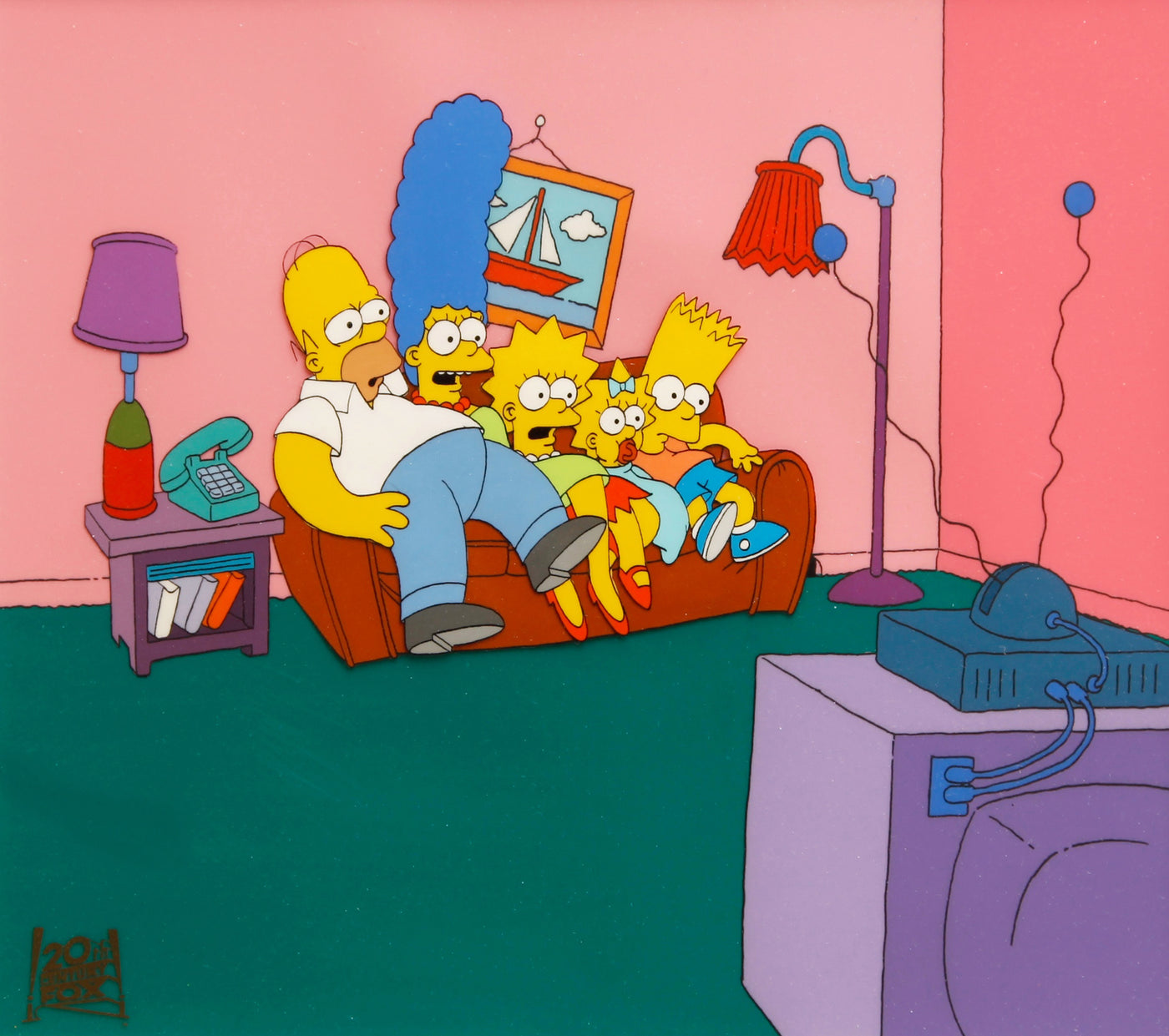 Original Simpsons Production Cel featuring the Simpsons