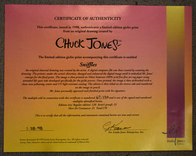 Original Chuck Jones Limited Edition Giclee Print, Sniffles