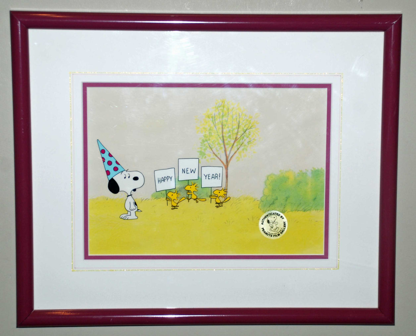 Original Peanuts Production Cel and Matching Production Drawings featuring Snoopy and Woodstock