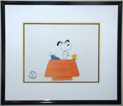 Original Peanuts Production Cel with Two Matching Production Drawings from Snoopy!!! The Musical (TV special)