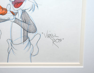 Warner Brothers Virgil Ross Animation Drawing of Bugs Bunny and Chef