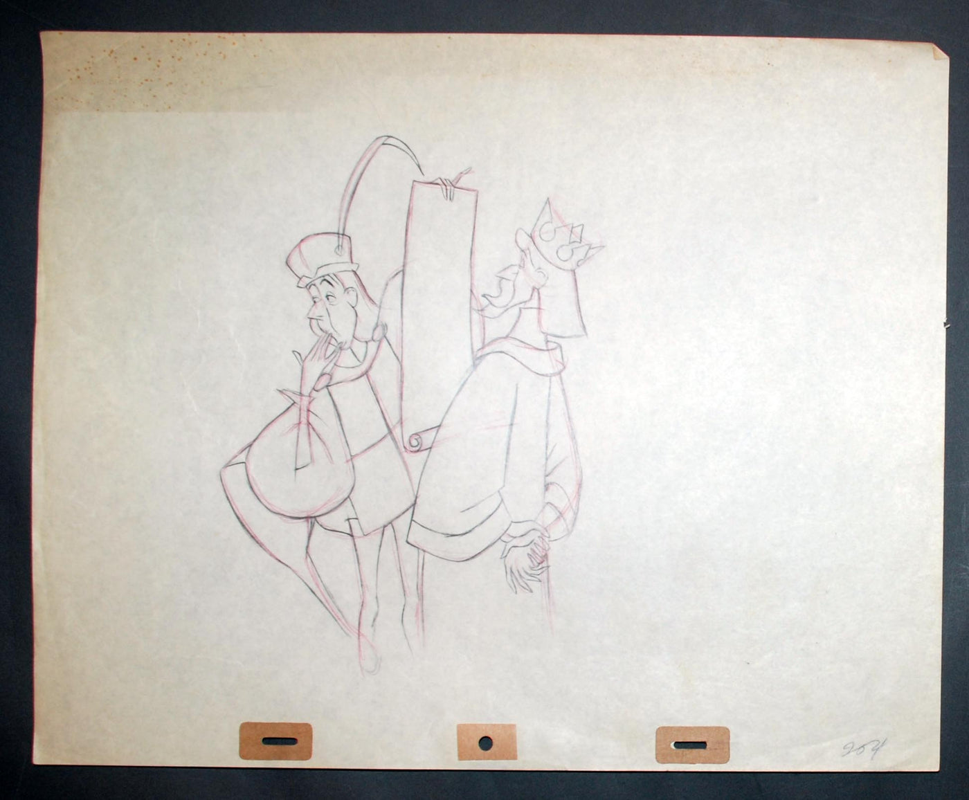 Original Walt Disney Production Drawing from Sleeping Beauty featuring King Stefan and the Lackey
