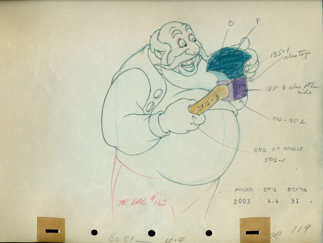 Original Walt Disney Production Drawing from Pinocchio featuring Stromboli