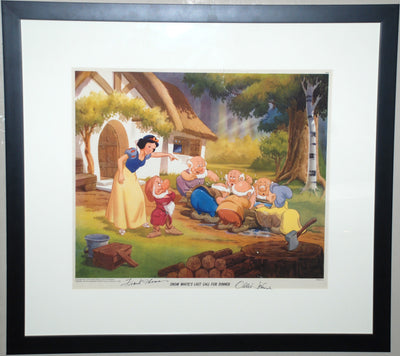 Original Snow White Lithograph, Snow White's Last Call for Dinner, Signed By Frank Thomas And Ollie Johnston