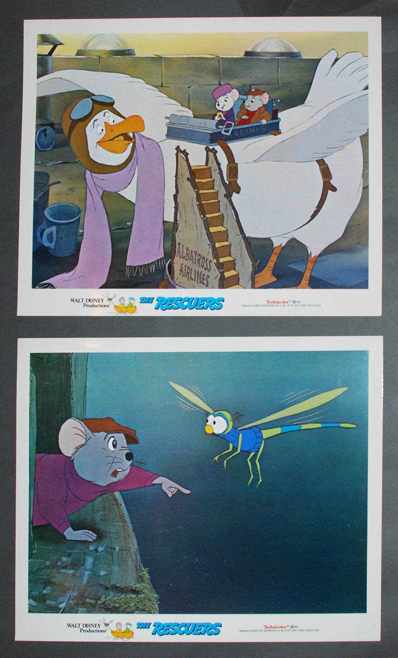 Original Walt Disney 2 Lobby Card set from The Rescuers