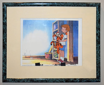 Original Walt Disney Winnie the Pooh Production Cel of Tigger and Christopher Robin