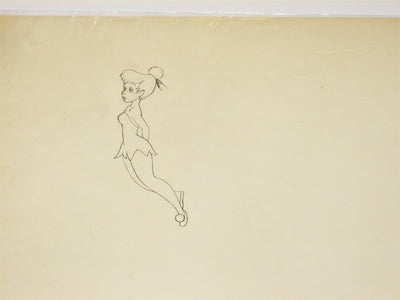 Original Walt Disney Matched Set of Production Drawing and Transparency of Tinker Bell from Peter Pan