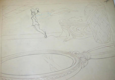 Original Walt Disney Matched Set of Production Drawing and Transparency of Tinker Bell from Peter Pan