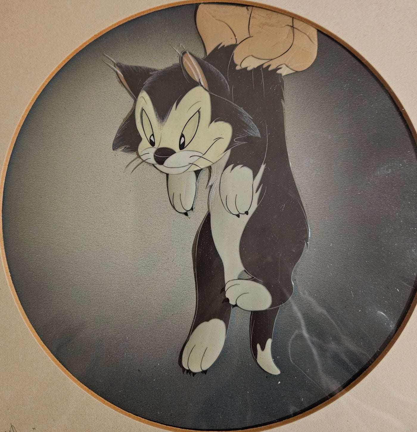 Original Walt Disney Production Cel on Courvoisier Background from Pinocchio featuring Figaro