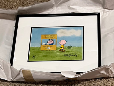 Original Peanuts 1/1 Cel featuring Charlie Brown and Lucy