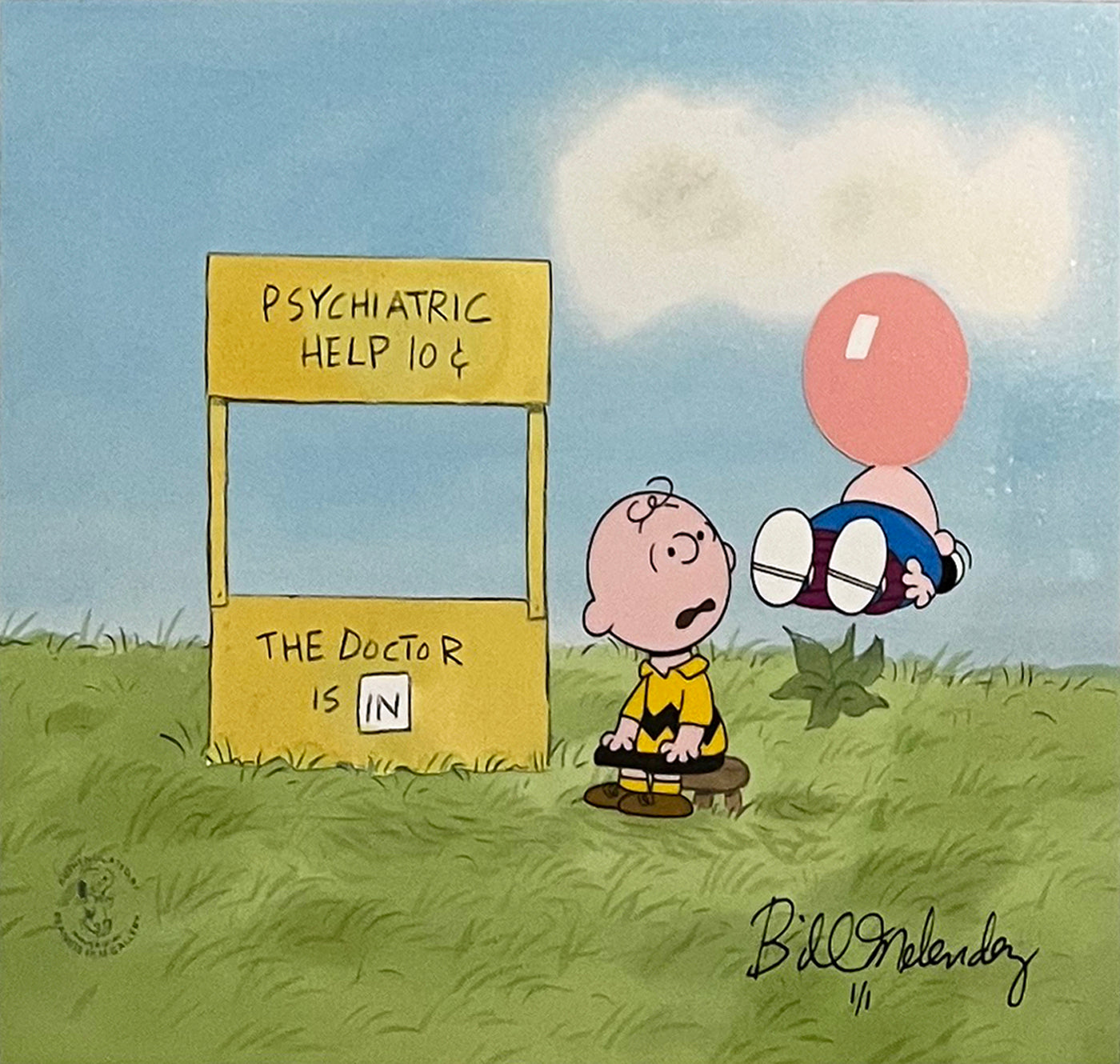 Original Peanuts 1/1 Cel featuring Charlie Brown and Lucy