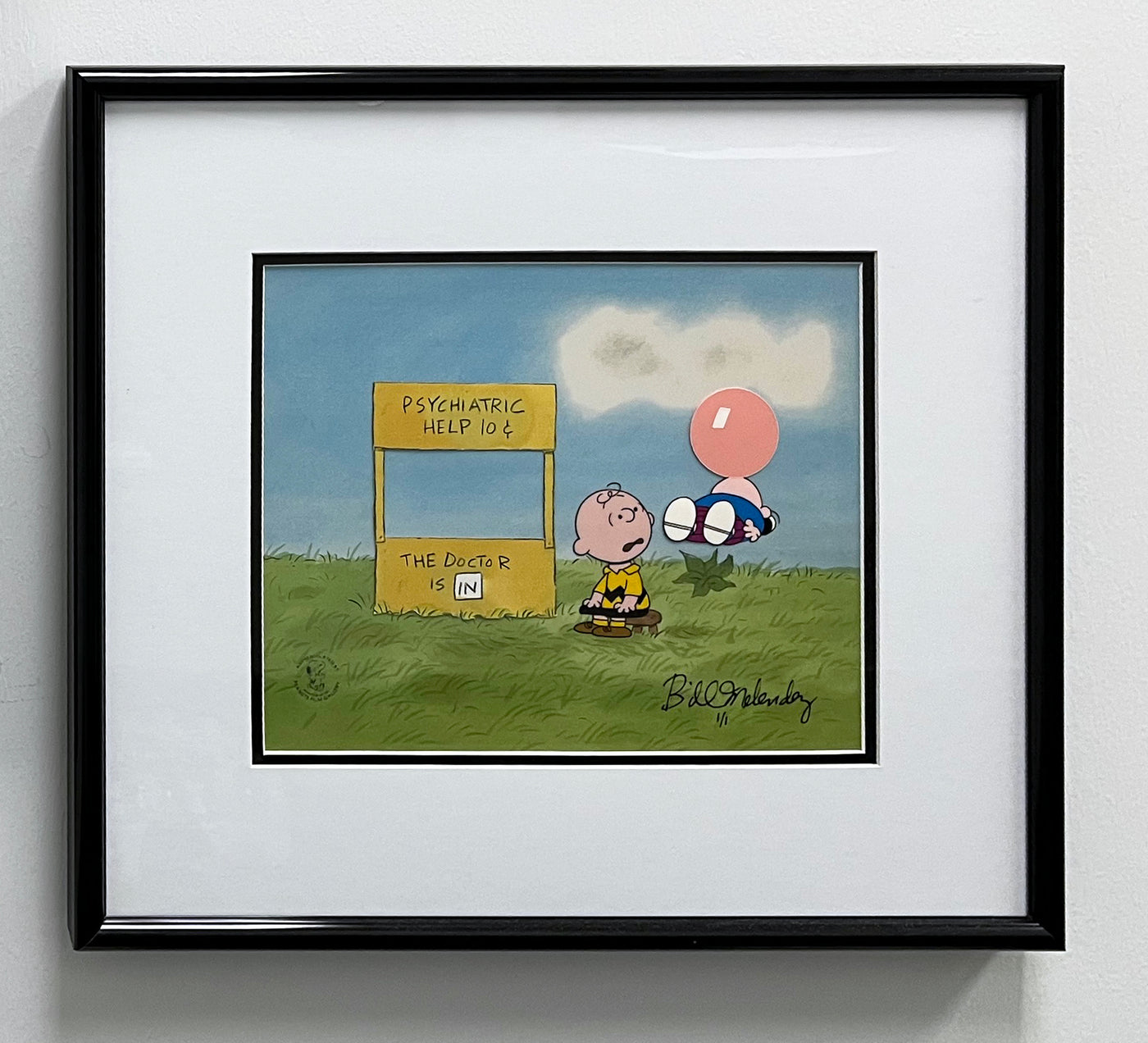 Original Peanuts 1/1 Cel featuring Charlie Brown and Lucy