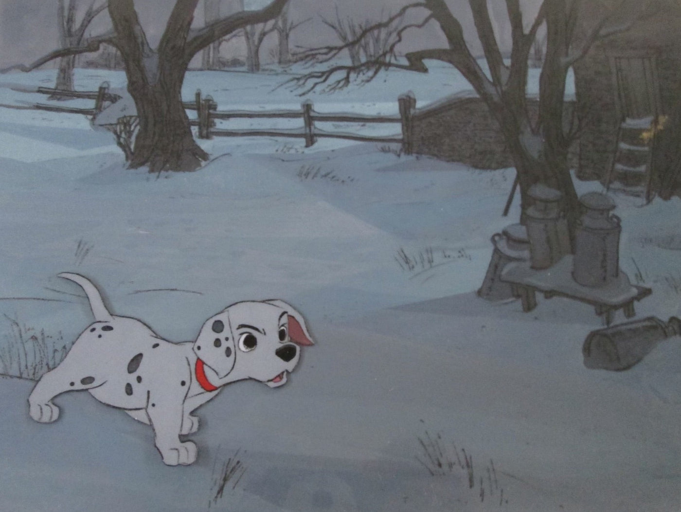 Original Walt Disney Production Cel on Production Background from One Hundred and One Dalmatians