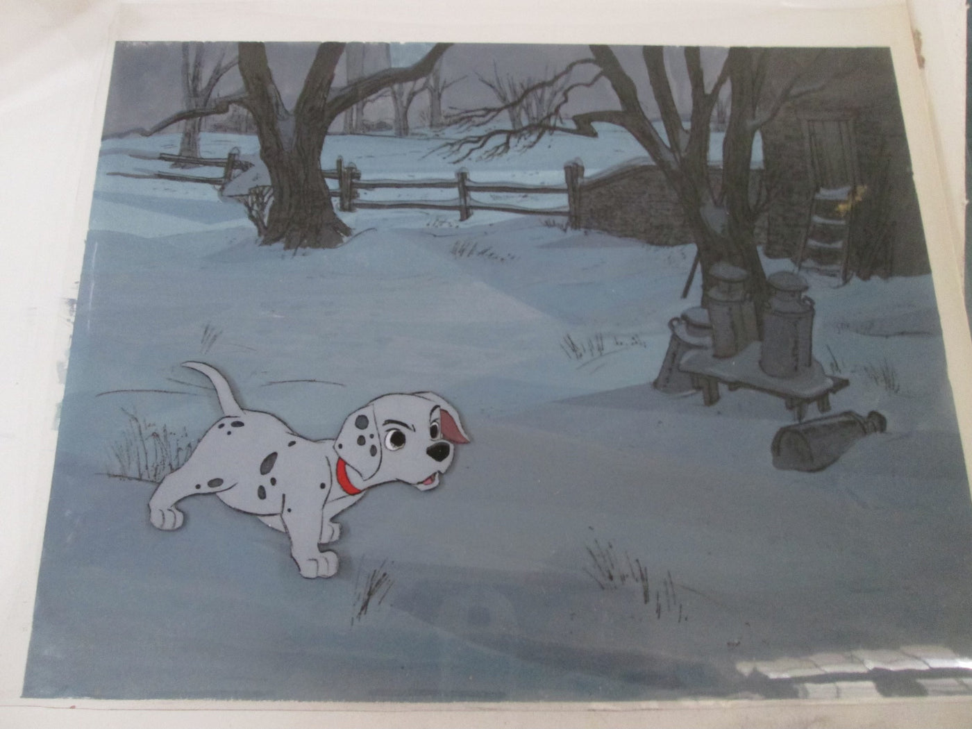 Original Walt Disney Production Cel on Production Background from One Hundred and One Dalmatians