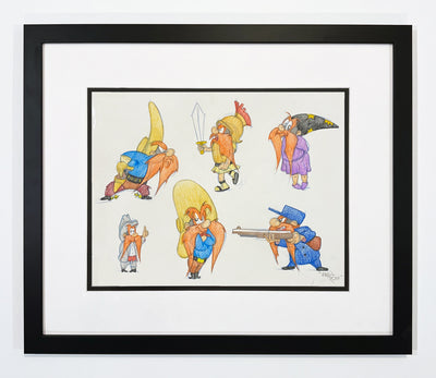 Original Warner Brothers Virgil Ross Model Sheet Animation Drawing featuring Yosemite Sam