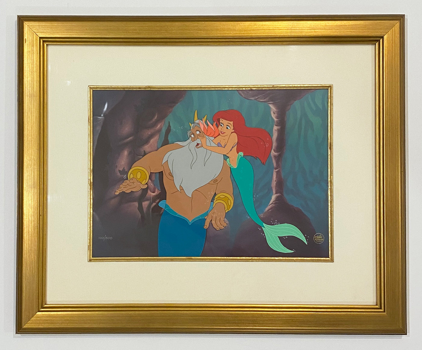 Original Walt Disney The Little Mermaid Limited Edition Cel "Daddy's Girl" featuring Ariel and King Triton