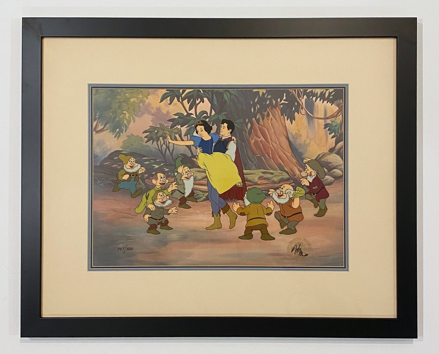 Original Walt Disney Limited Edition Cel from Snow White featuring Snow White, The Prince, and the Dwarfs