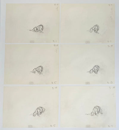 Original Walt Disney Sequence of 6 Production Drawings from Beauty and the Beast featuring Beast