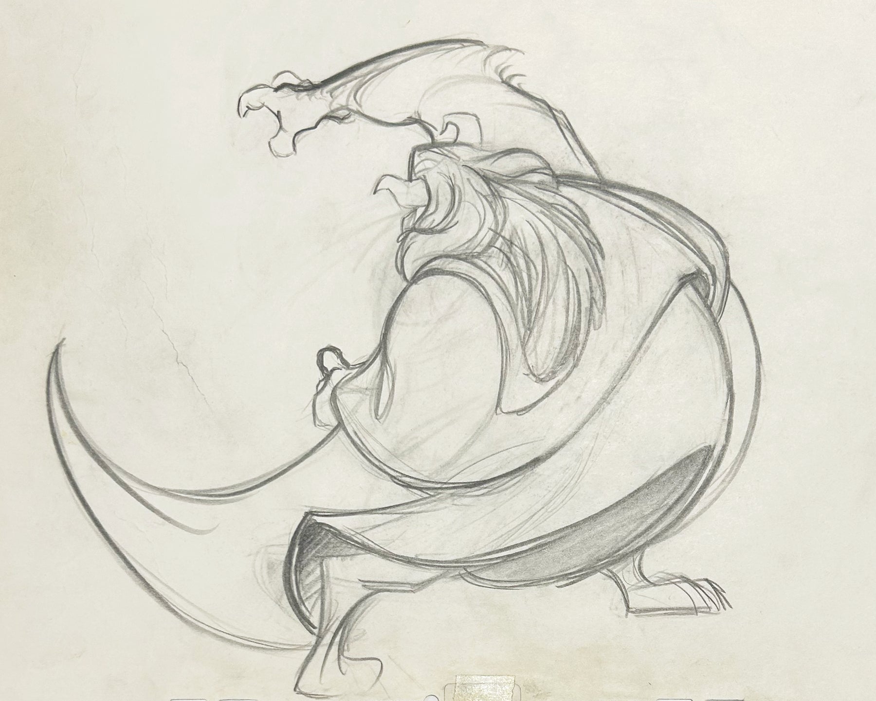 Beast Races Drawing Original Walt Disney Production Drawing featuring Beast (1991 ...
