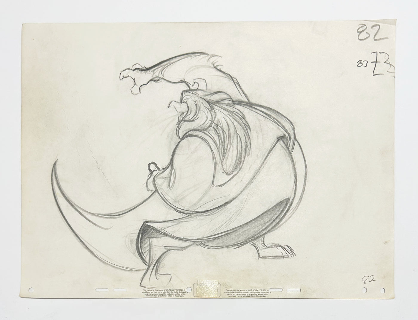 Original Walt Disney Production Drawing featuring Beast