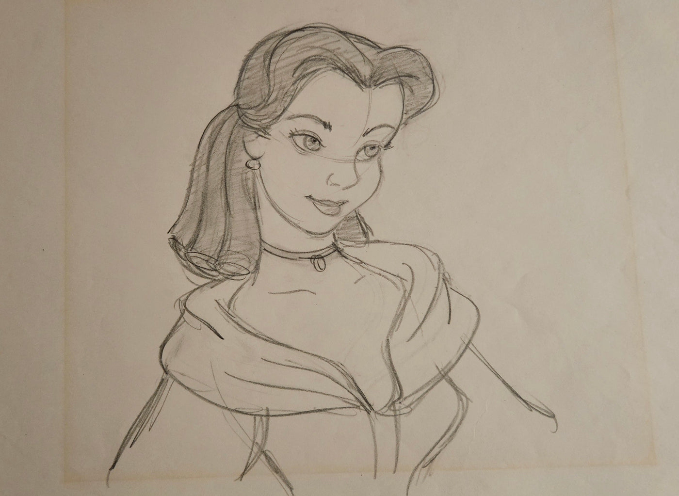 Original Walt Disney Concept Drawing from Beauty and the Beast featuring Belle