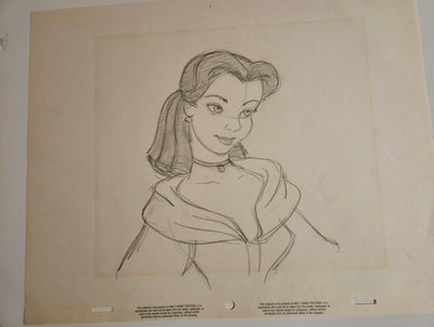 Original Walt Disney Concept Drawing from Beauty and the Beast featuring Belle