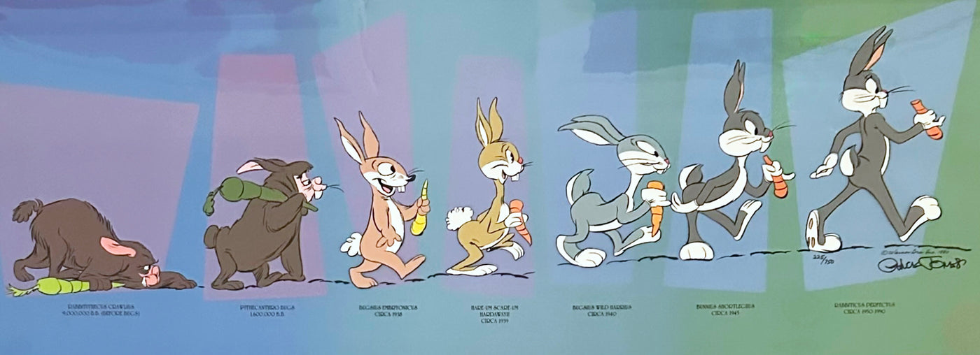 Original Warner Brothers Limited Edition Cel "Evolution of Bugs" Signed by Chuck Jones