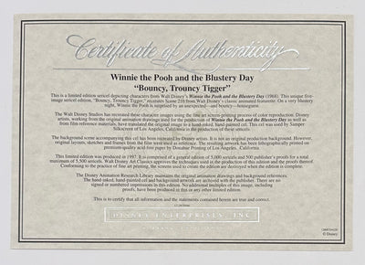 Original Walt Disney Limited Edition Sericel "Bouncy, Trouncy Tigger"