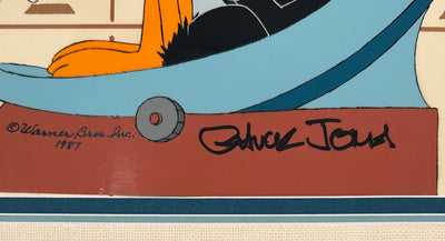 Original Warner Brothers Limited Edition Cel featuring Bugs Bunny and Daffy Duck, Signed by Chuck Jones