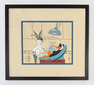 Original Warner Brothers Limited Edition Cel featuring Bugs Bunny and Daffy Duck, Signed by Chuck Jones