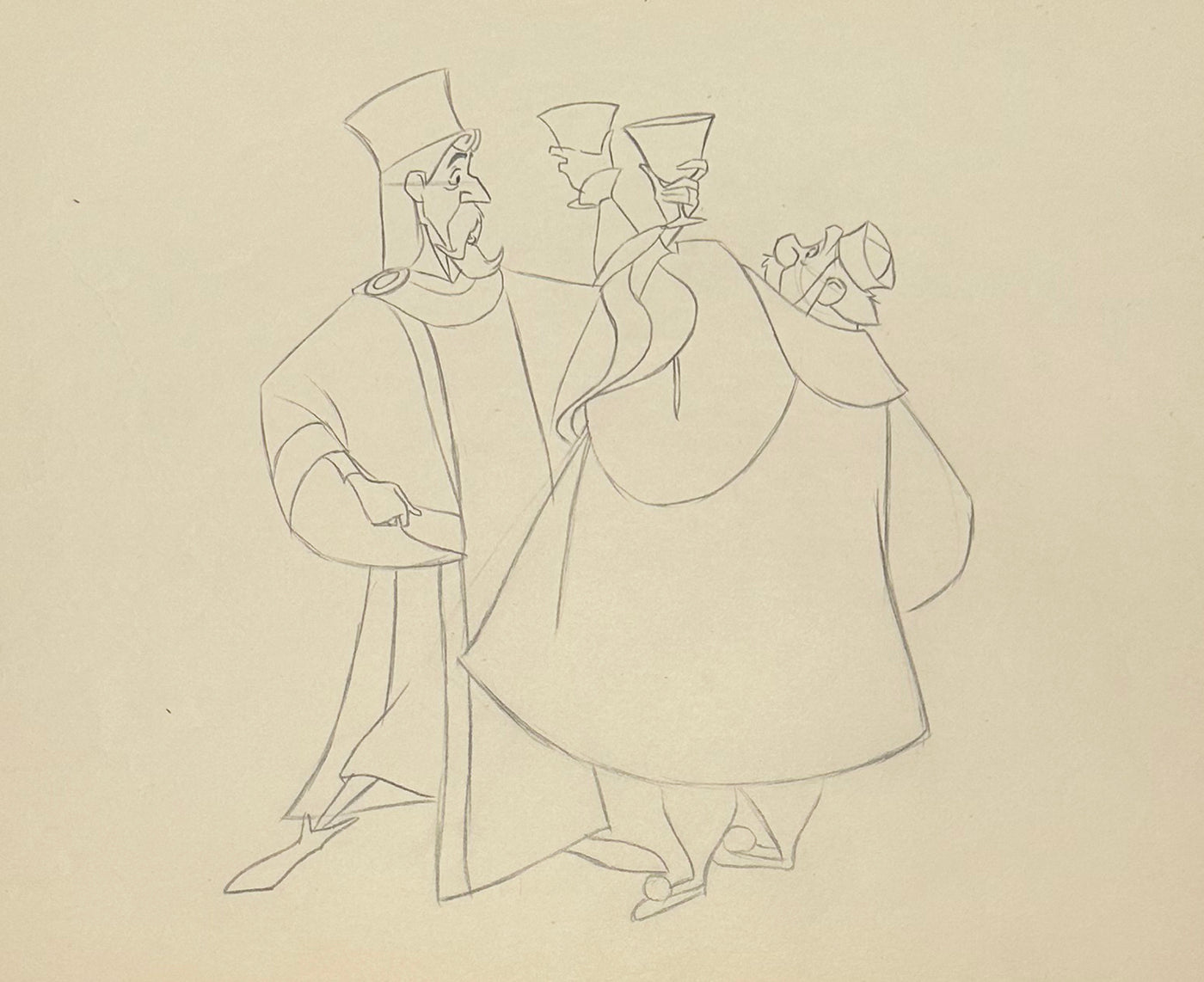 Original Walt Disney Production Drawing from Sleeping Beauty featuring King Stefan and King Hubert