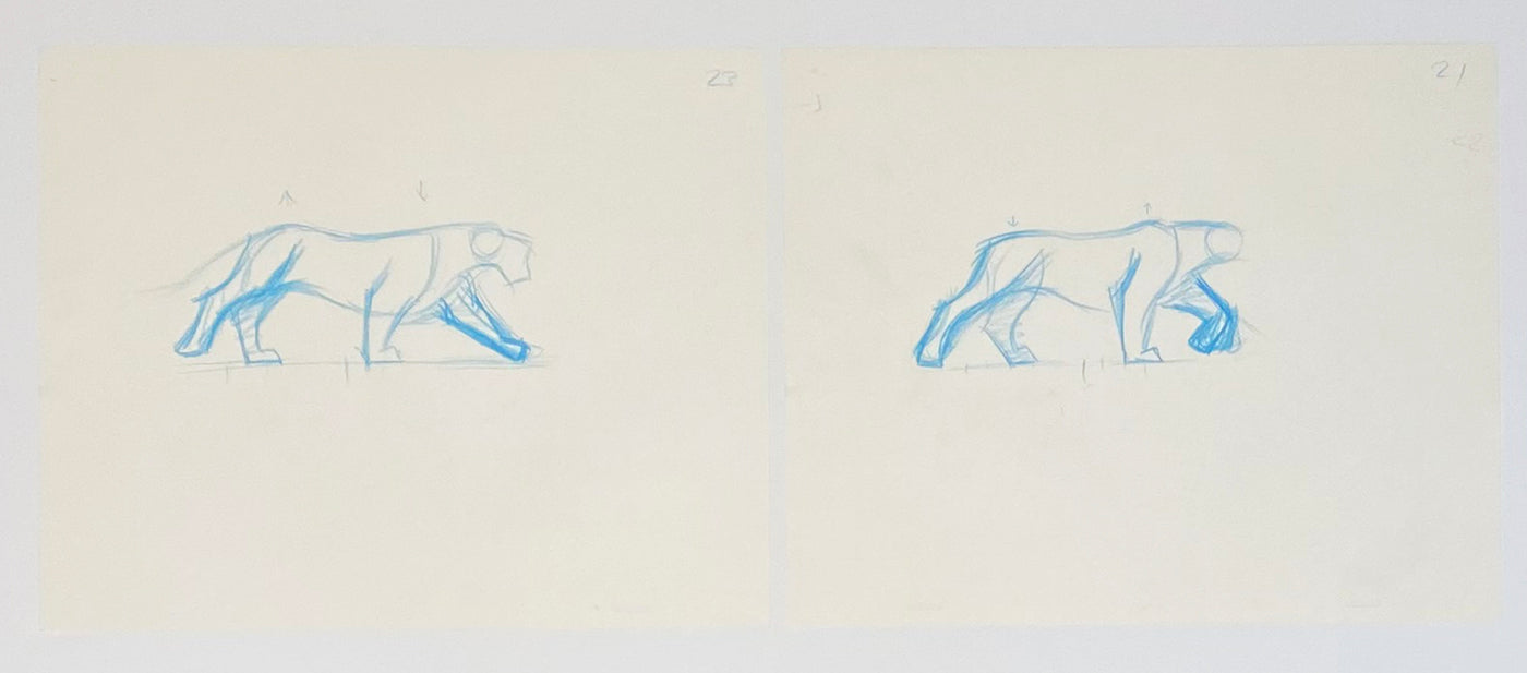 Original Walt Disney Sequence of 2 Production Drawings from The Lion King