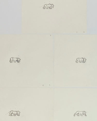 Original Walt Disney Sequence of 5 Production Drawings (B) from The Lion King featuring Simba