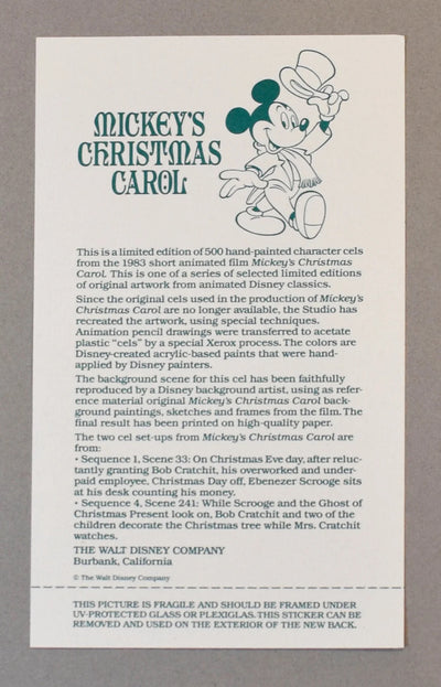 Set of Two Original Walt Disney Limited Edition Cels from Mickey's Christmas Carol