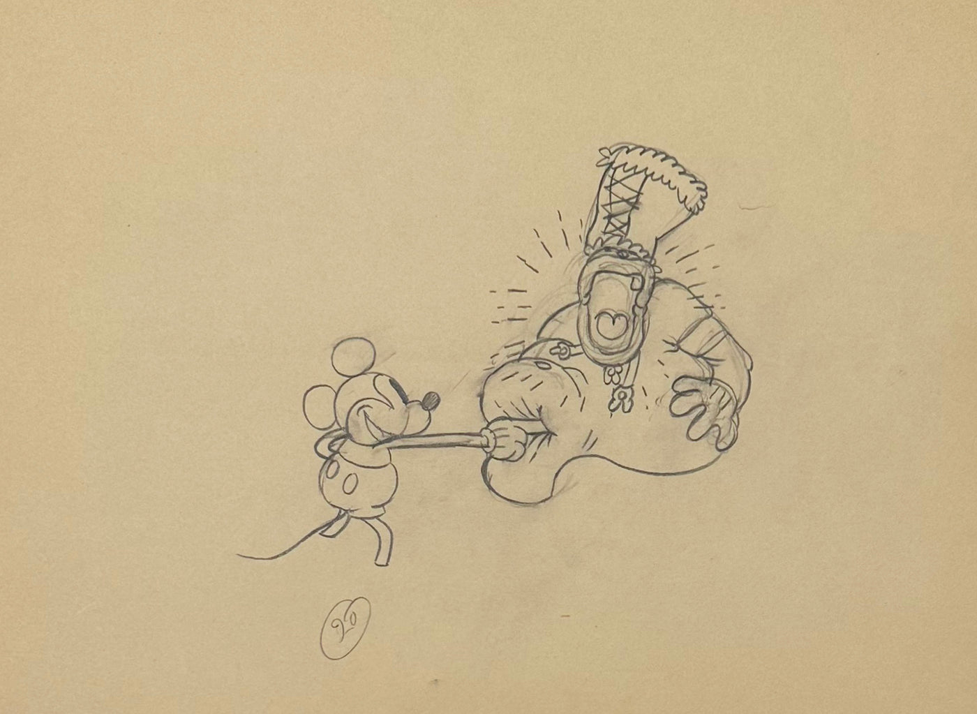 Original Walt Disney Production Drawing from Trader Mickey featuring Mickey Mouse and Chief
