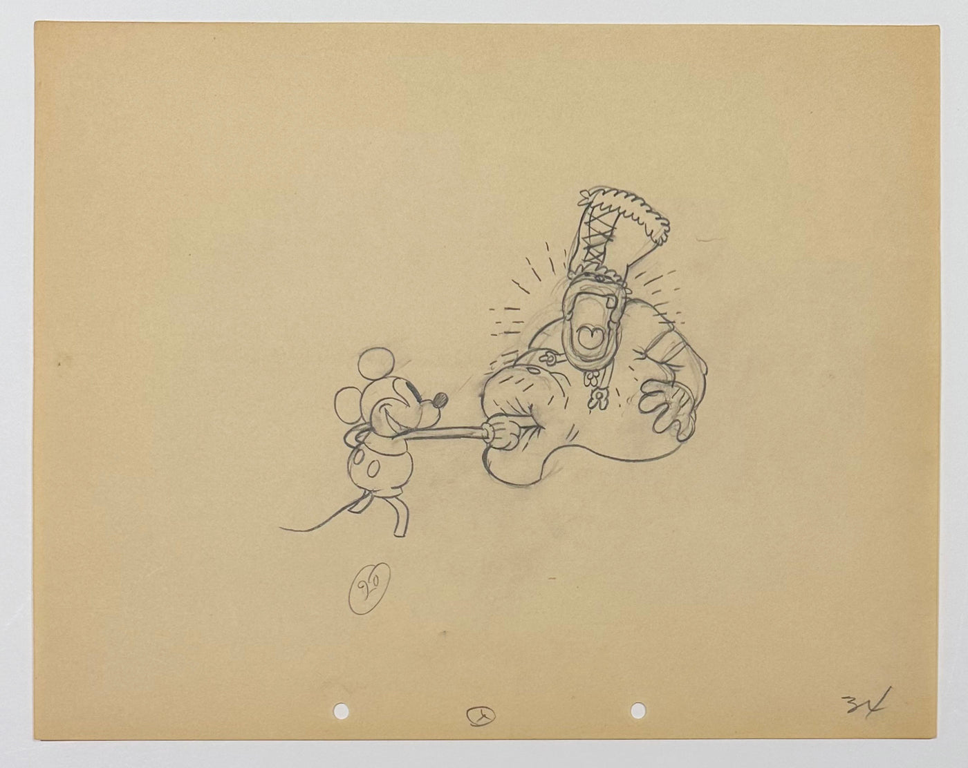 Original Walt Disney Production Drawing from Trader Mickey featuring Mickey Mouse and Chief