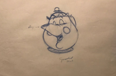 Original Walt Disney Production Drawing from Beauty and the Beast featuring Mrs. Potts