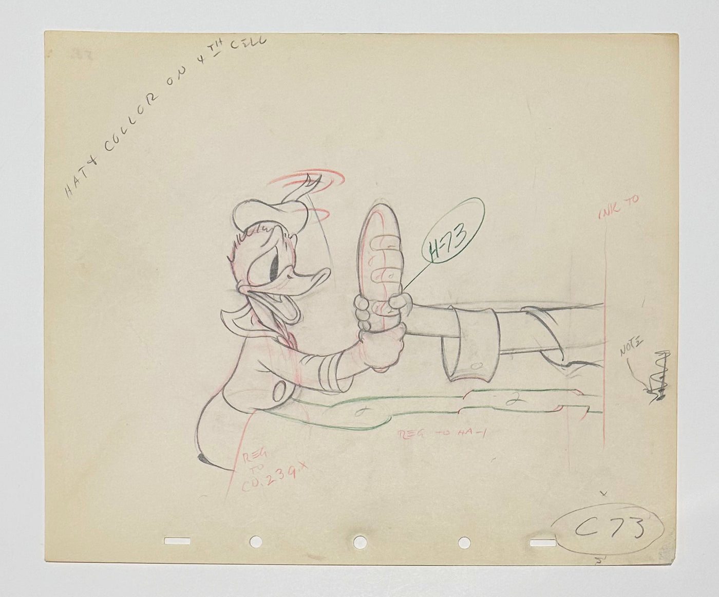 Original Walt Disney Production Drawing from Donald's Cousin Gus featuring Donald Duck