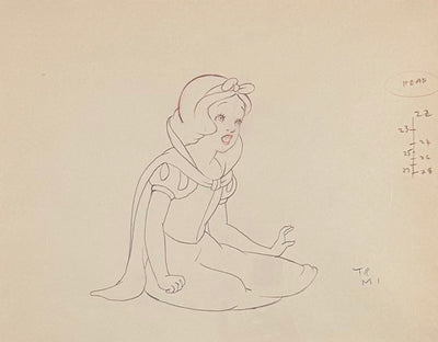 Original Walt Disney Production Drawing from Snow White and the Seven Dwarfs featuring Snow White