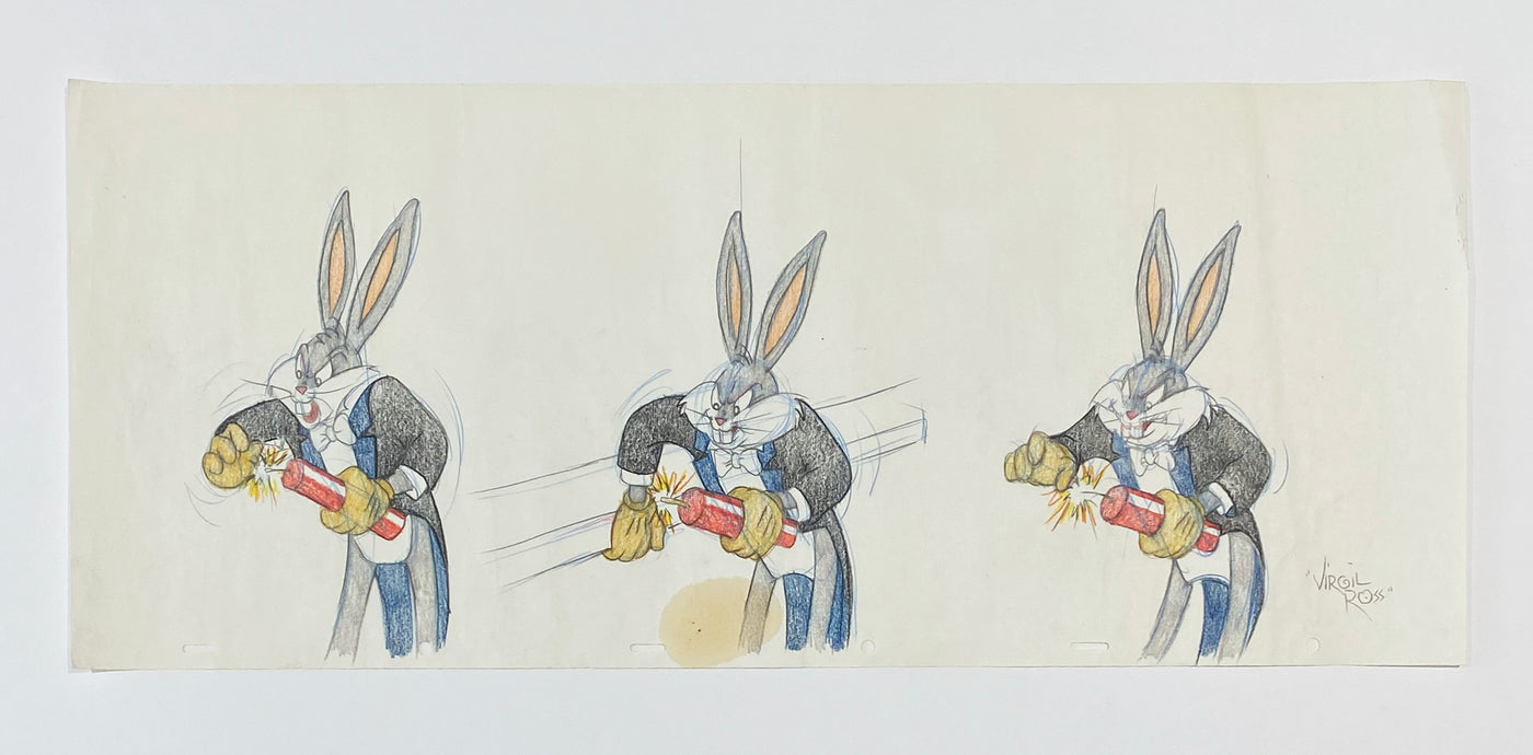 Original Warner Brothers Virgil Ross Animation Drawing featuring Bugs Bunny