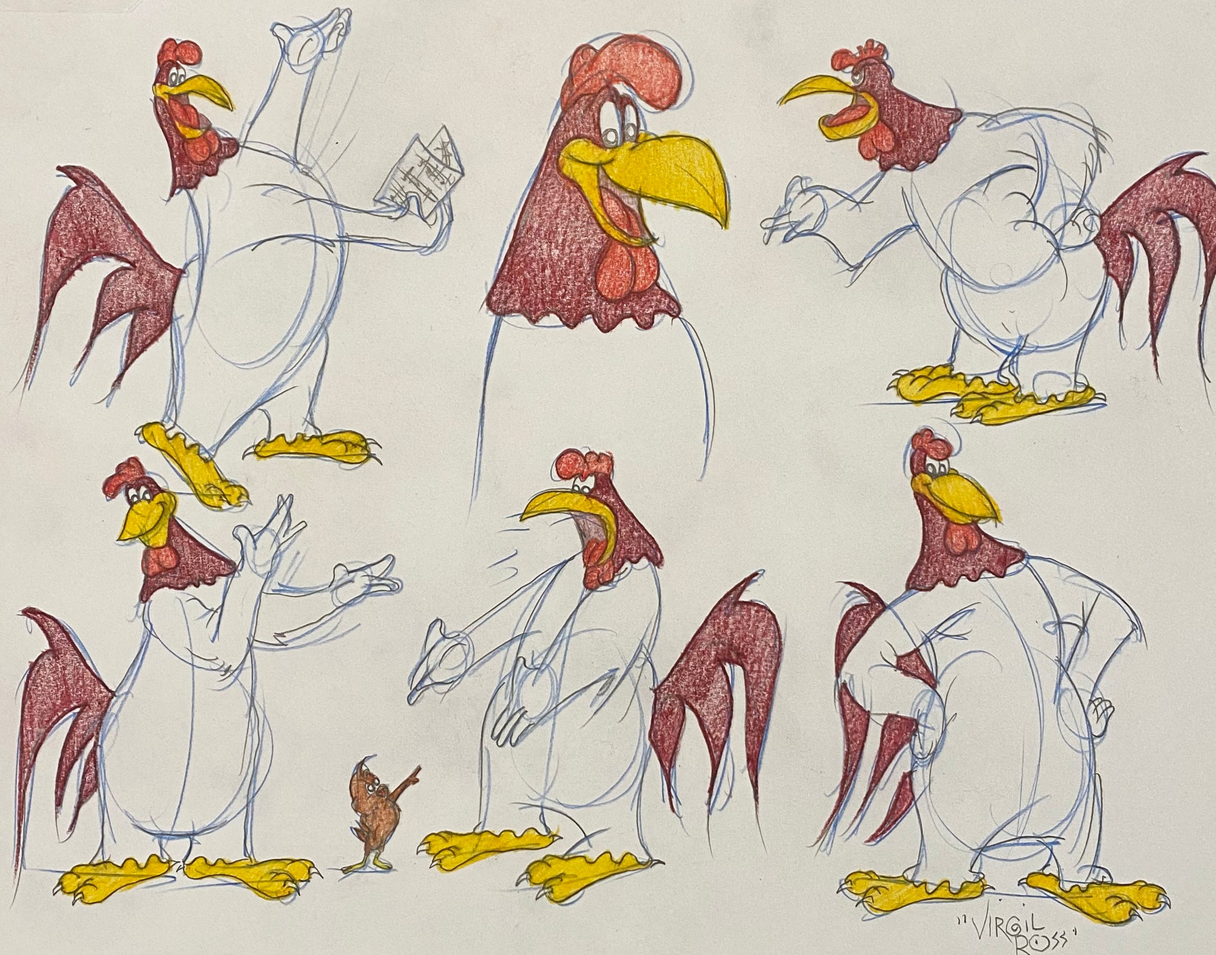 Original Warner Brothers Virgil Ross Model Sheet Animation Drawing fea ...