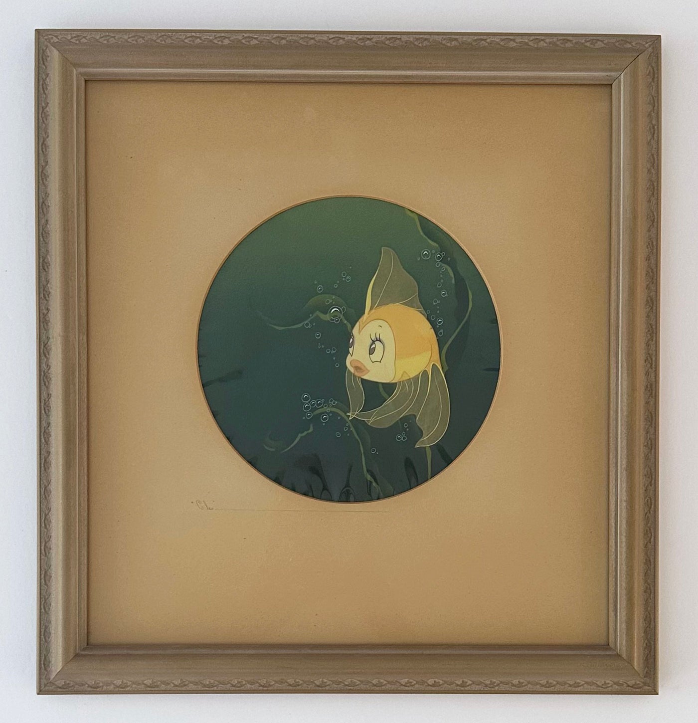 Original Walt Disney Production Cel on Courvoisier Background from Pinocchio featuring Cleo