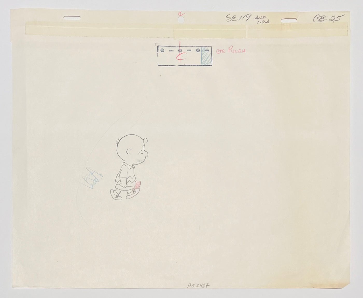 Original Peanuts Production Cel with 2 Production Drawings featuring Charlie Brown, Schroeder, Pig-Pen, and Patty