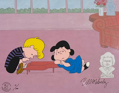 Original Peanuts Limited Edition Cel "Da, Da, Da, Daaaaaaaaaa...." featuring Lucy and Schroeder