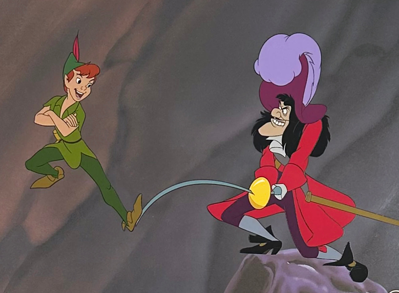 Original Walt Disney Limited Edition Cel featuring Peter Pan and Captain Hook