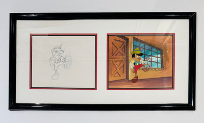 Original Walt Disney Production Cel and Production Drawing featuring Pinocchio