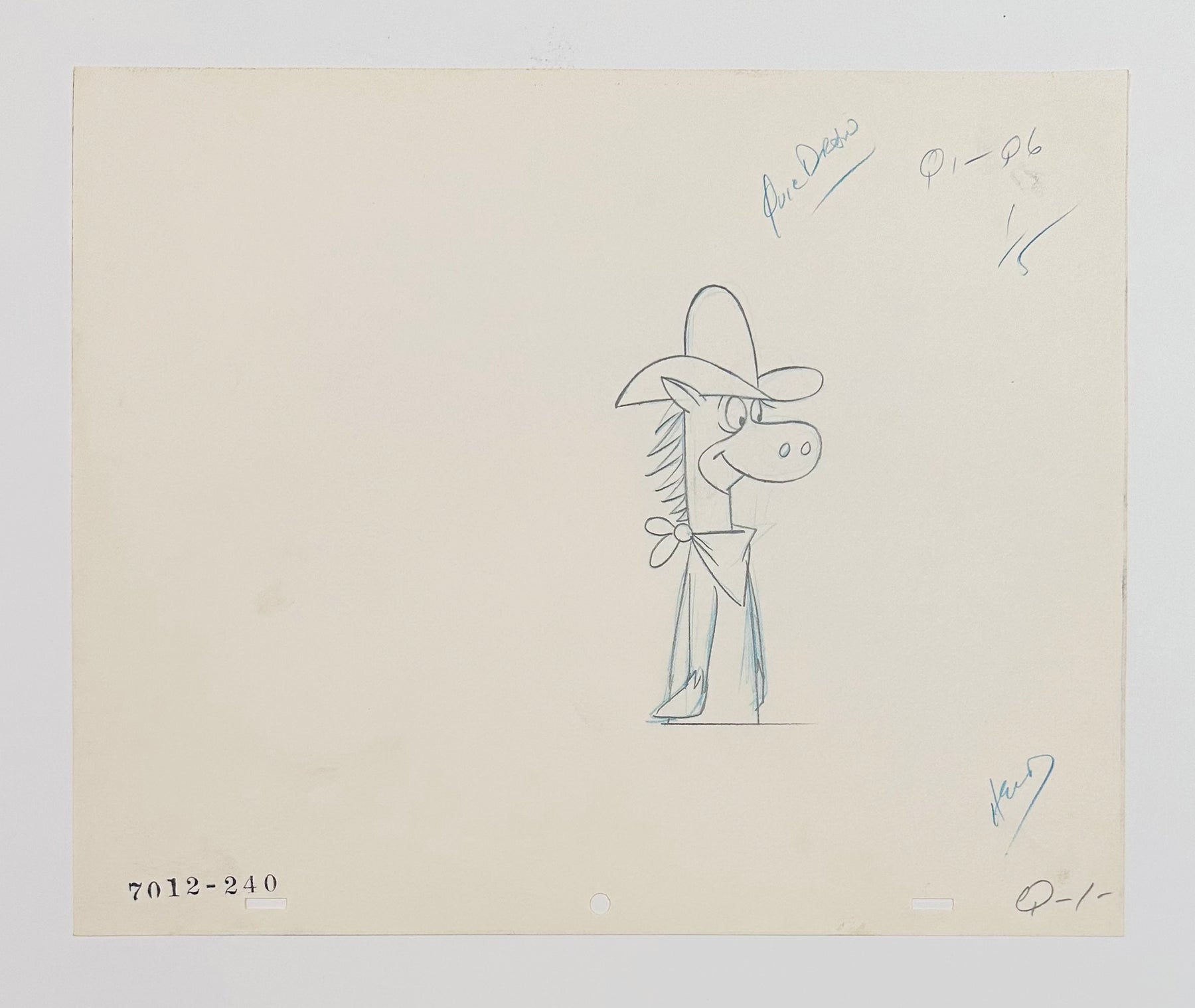Original Hanna Barbera Production Drawing of Quick Draw McGraw (1959-1 ...