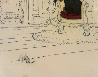 Original Walt Disney Production Cel from Mickey's Christmas Carol featuring Scrooge McDuck and Goofy