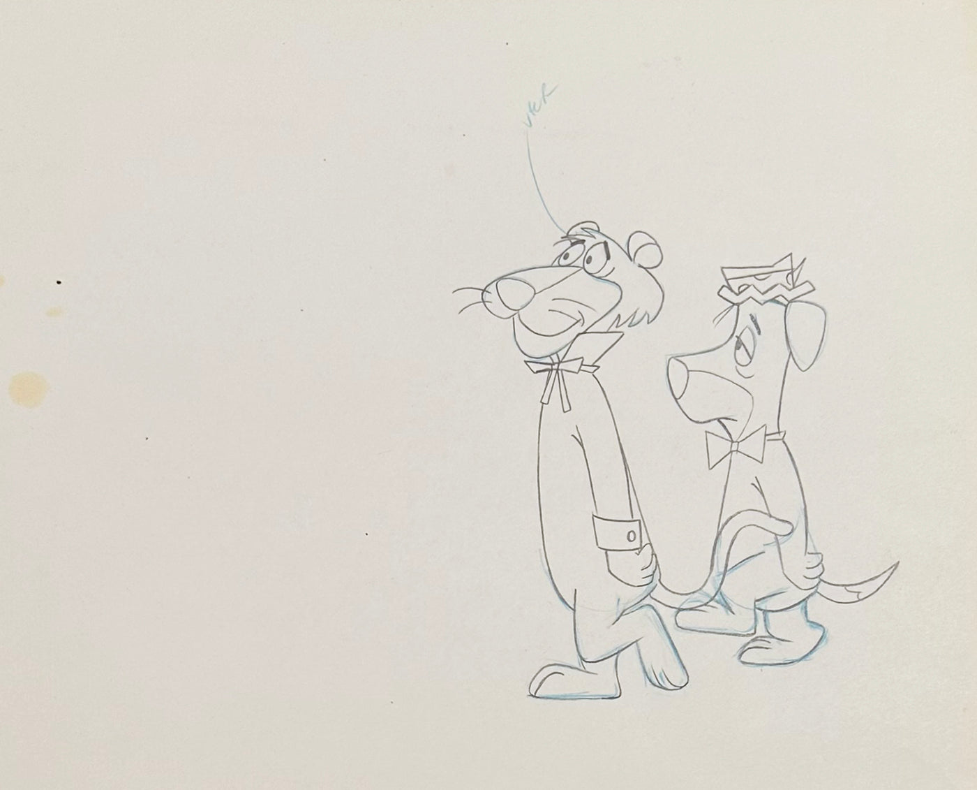 Original Hanna Barbera Production Drawing featuring Snagglepuss and Huckleberry Hound